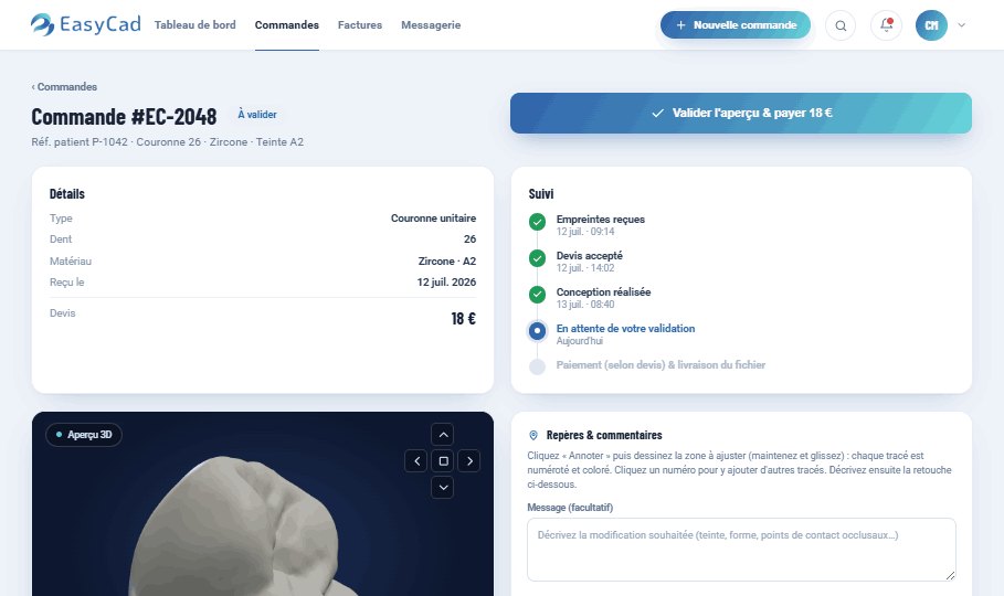 EasyCad Aperçu 3D à valider